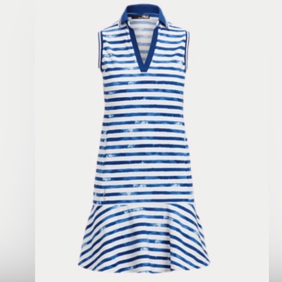 Ralph Lauren RLX GOLF Performance Interlock Striped Polo Dress‎ size Medium new - Picture 1 of 6